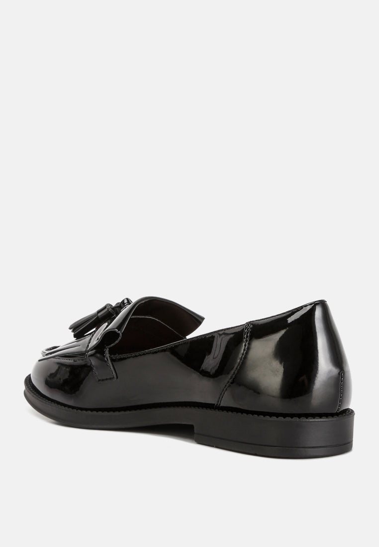valerie tassel detail patent loafers#color_black