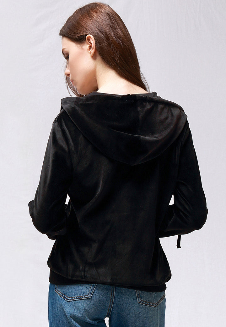 velvet classic hoodie sweat jacket#color_black