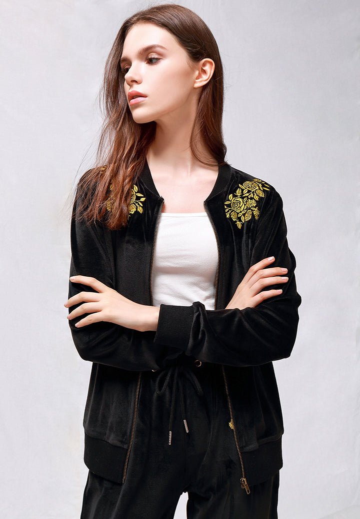 velvet embroidery jacket#color_black