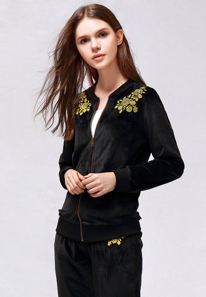 velvet embroidery jacket#color_black