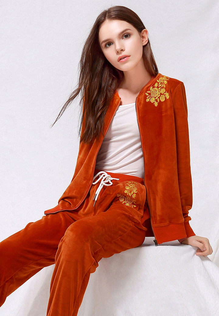 velvet embroidery jacket#color_brown