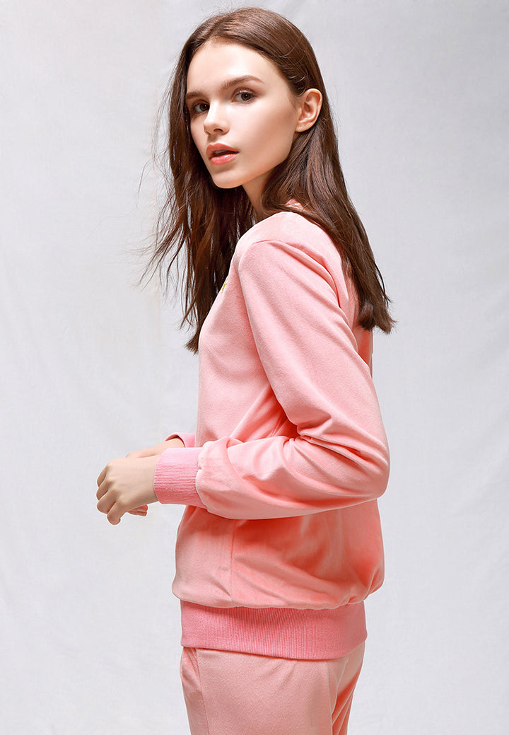 velvet embroidery jacket#color_pink