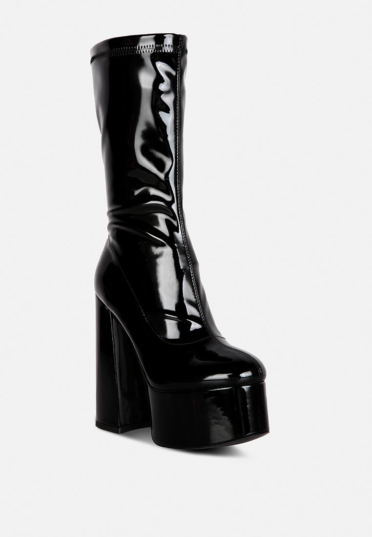 vinkele patent pu high block heeled boot#color_black
