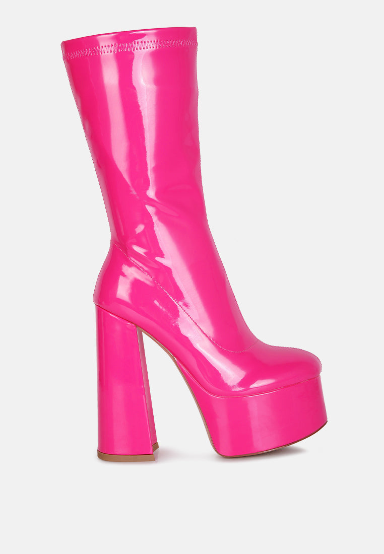 vinkele patent pu high block heeled boot#color_fuchsia