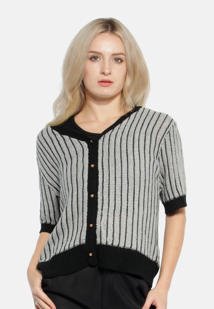 V Neck Cable Knitted Top