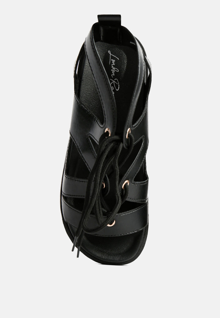 voopret tie-up flat sandals#color_black