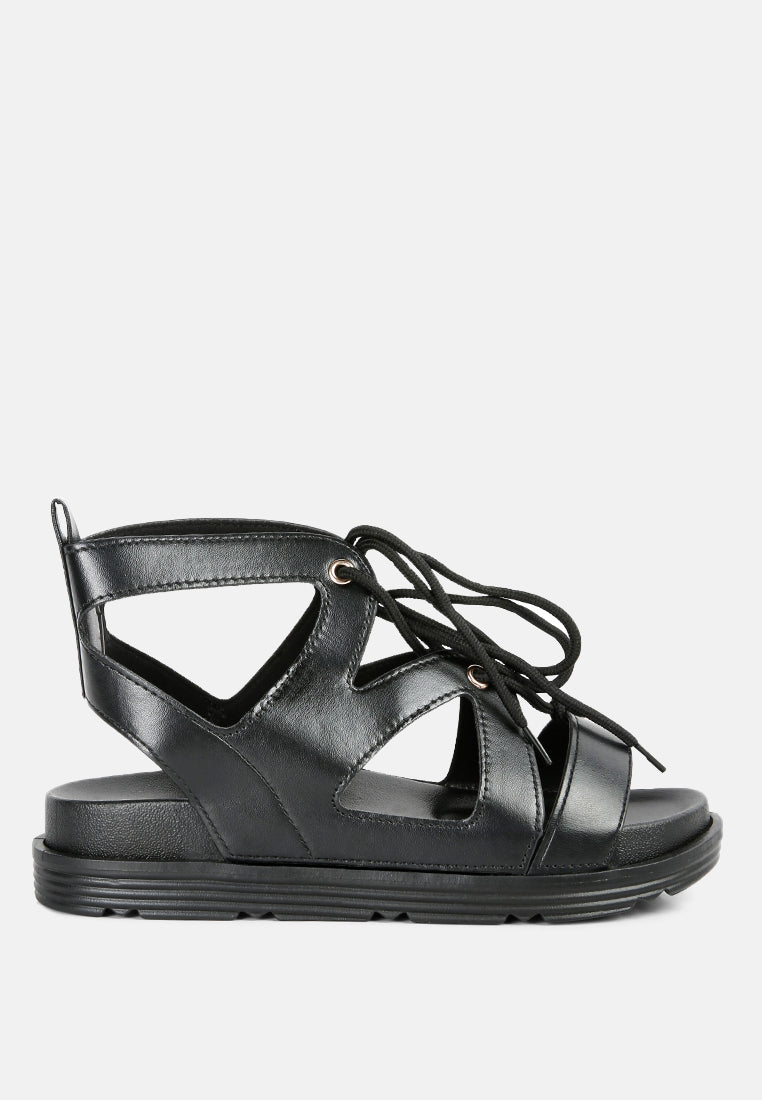 voopret tie-up flat sandals#color_black