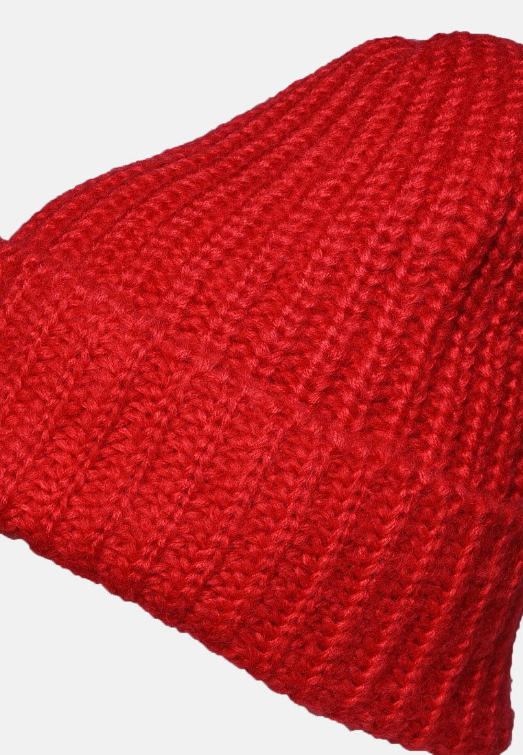 waffle cuff beanie#color_red
