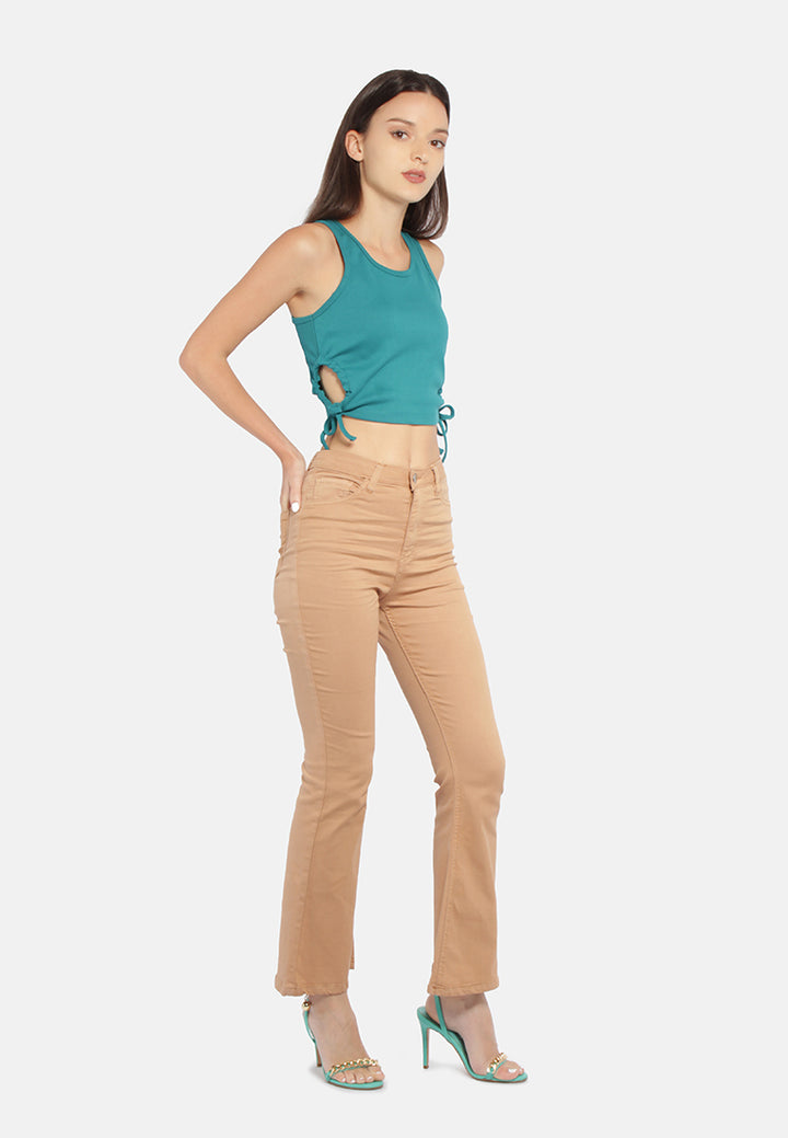 waist flared jeans#color_camel