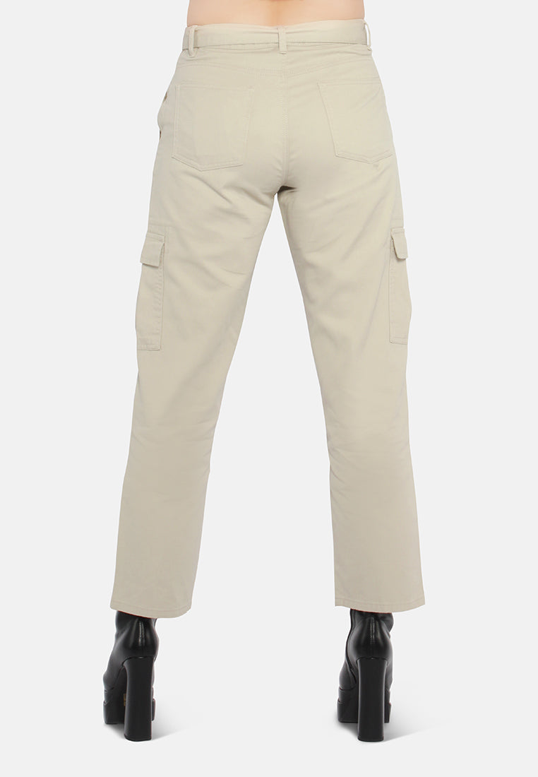 waist bow tie paper bag pants#color_beige