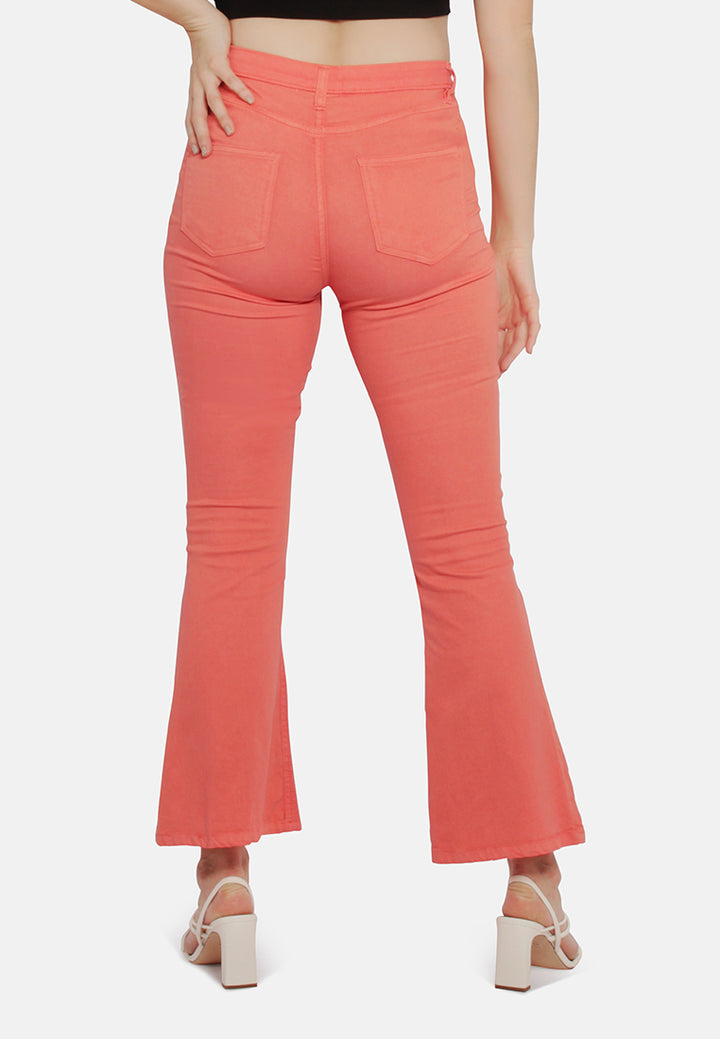 waist flared jeans#color_orange