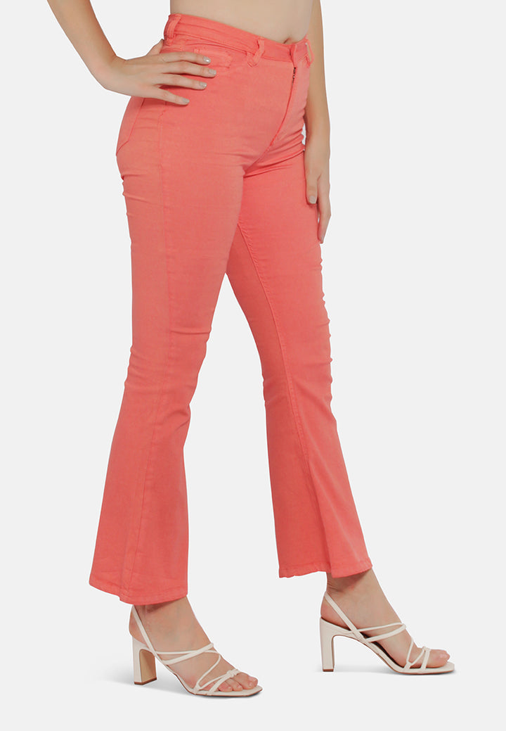 waist flared jeans#color_orange