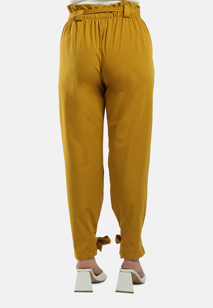 waist tie pleated trousers#color_yellow
