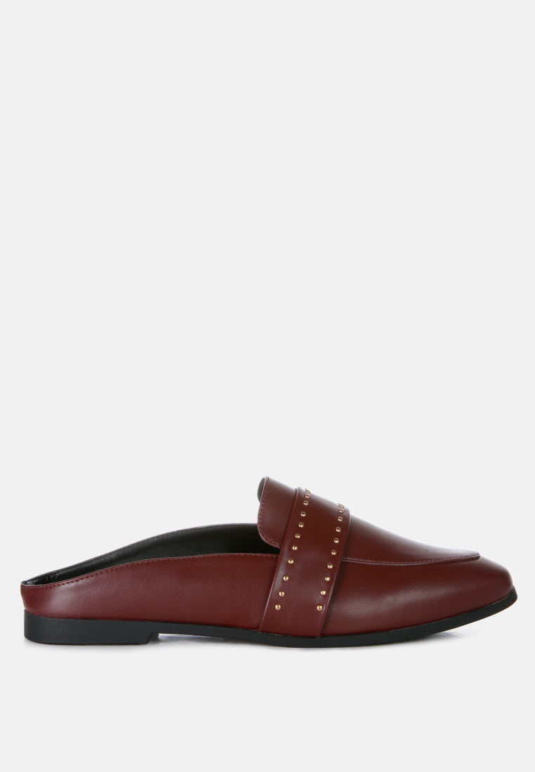 walkout faux leather studded detail mules#color_burgundy