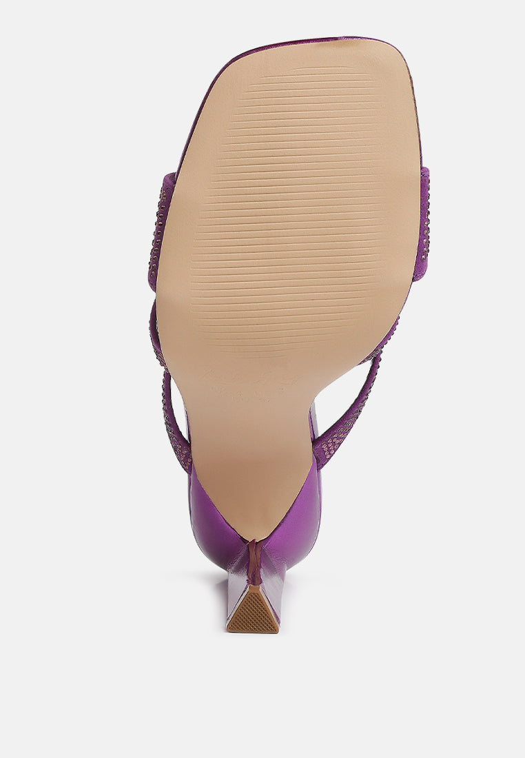 wapit rhinestone embellished straps sandals#color_purple
