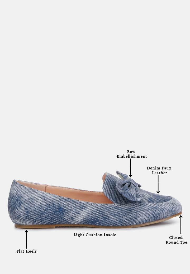 bow embellished loafers by motes#color_denim