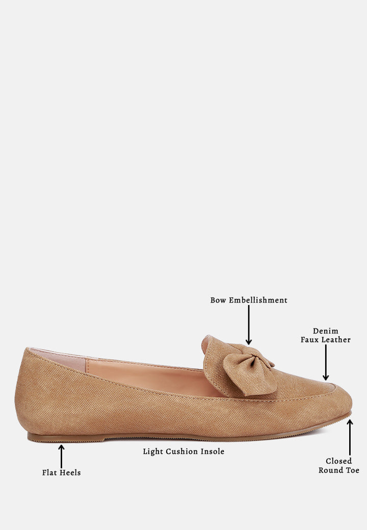 bow embellished loafers by motes#color_tan