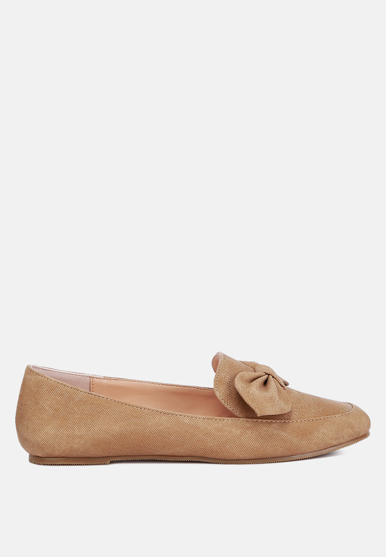 bow embellished loafers by motes#color_tan