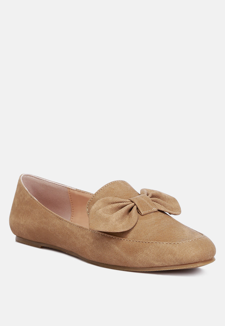 bow embellished loafers by motes#color_tan
