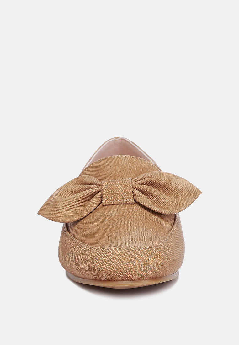 bow embellished loafers by motes#color_tan