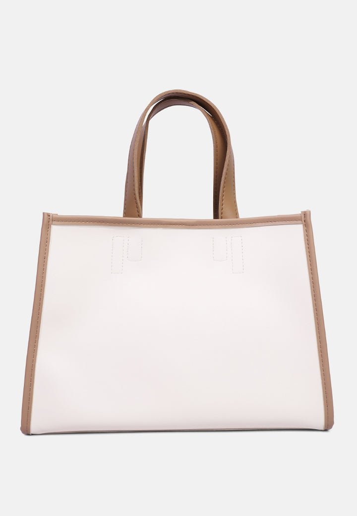 wavy patch color block tote bag#color_off-white