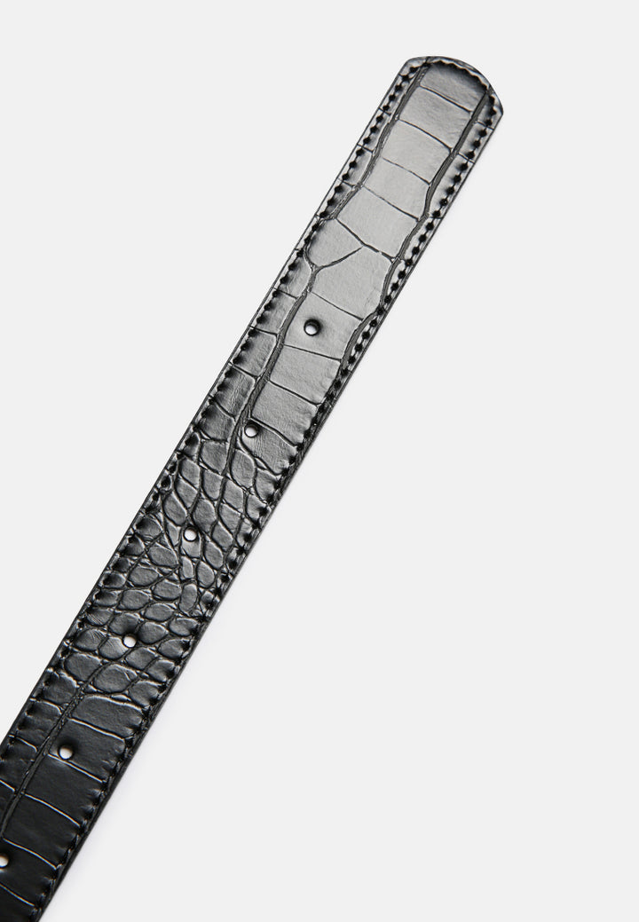 weekend brunch solid croc texture belt#color_black