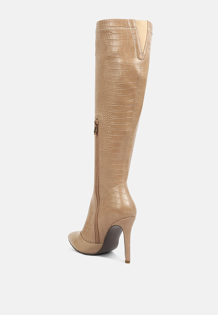 wheedle croc high heeled calf boots#color_taupe