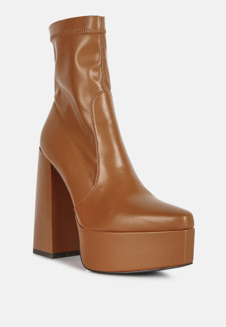 whippers patent pu high platform ankle boots#color_tan