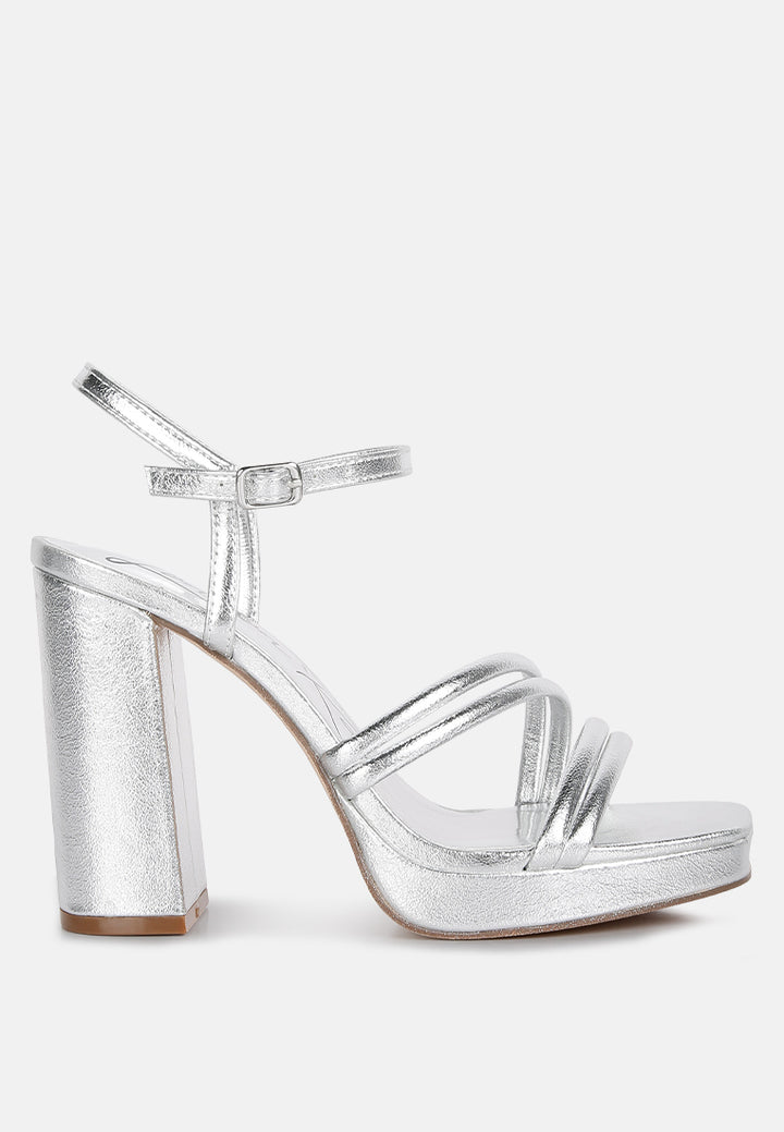 whiskers high heel platform strappy sandals#color_silver