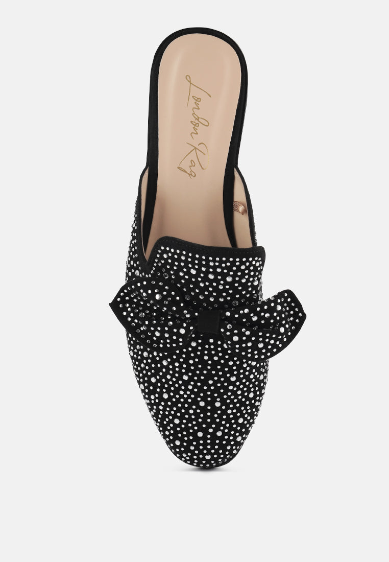 whoopie embellished casual bow mules#color_black