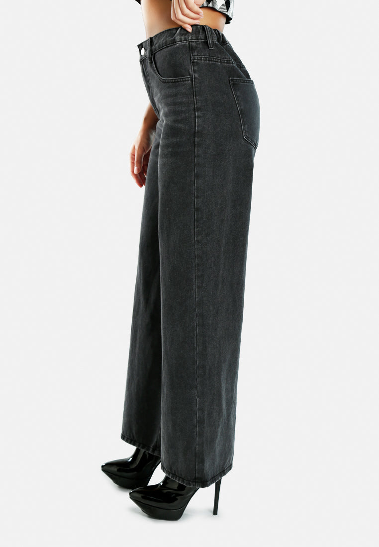 wide legged solid denim pants by ruw#color_black