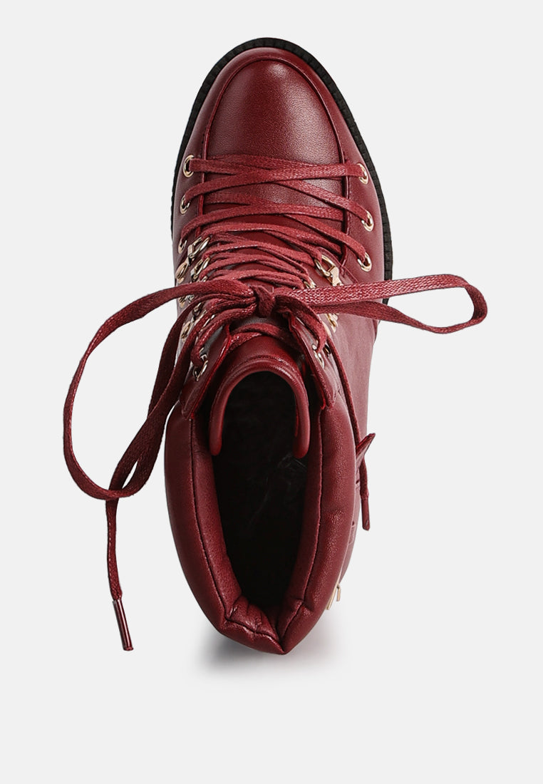 willow cushion collared lace-up high ankle combat boots#color_burgundy