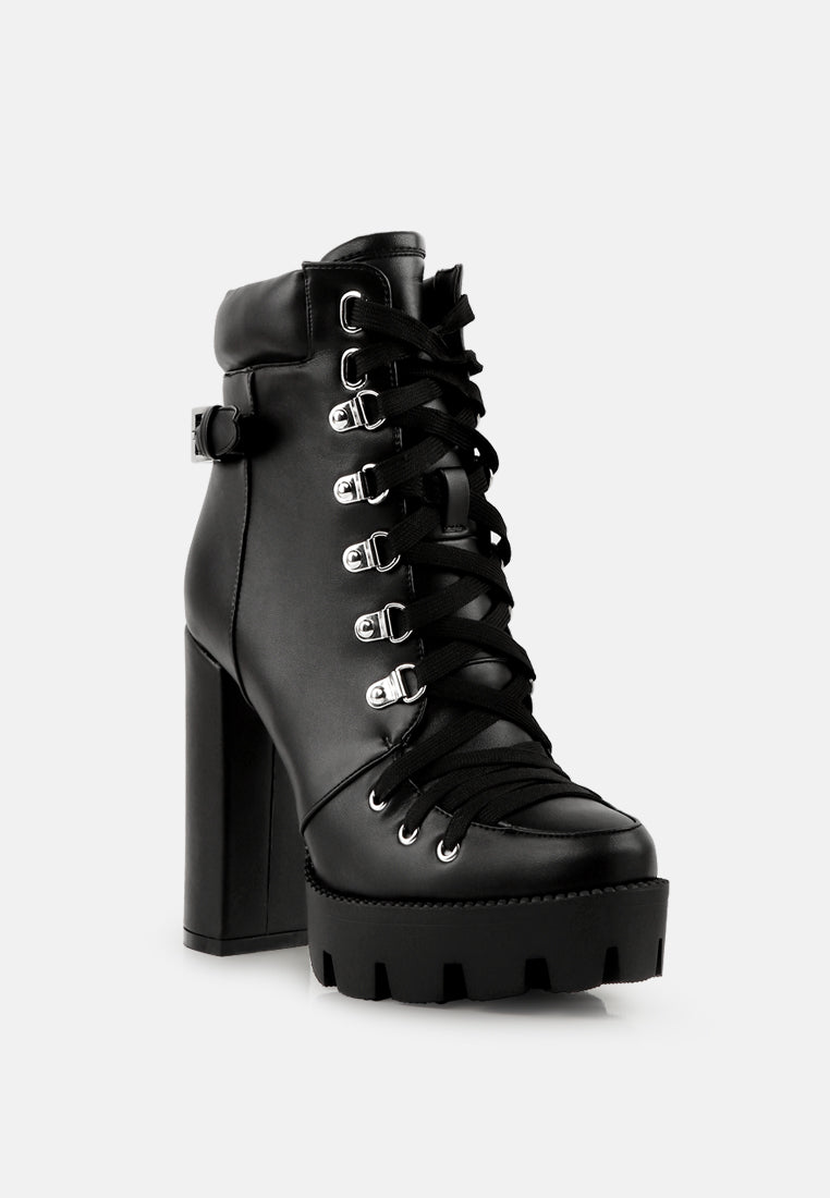 willow cushion collared lace-up high ankle combat boots#color_black