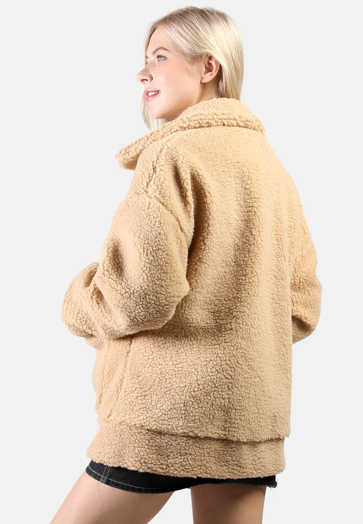 winter teddy jacket#color_camel