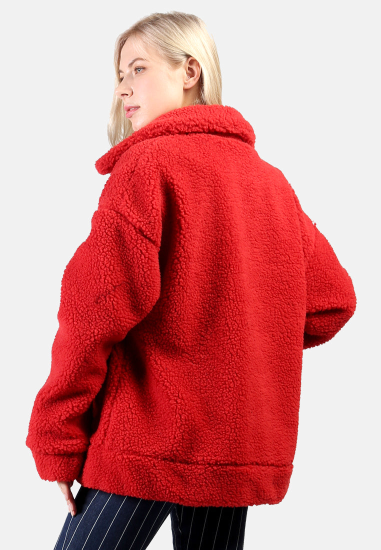 winter teddy jacket#color_red