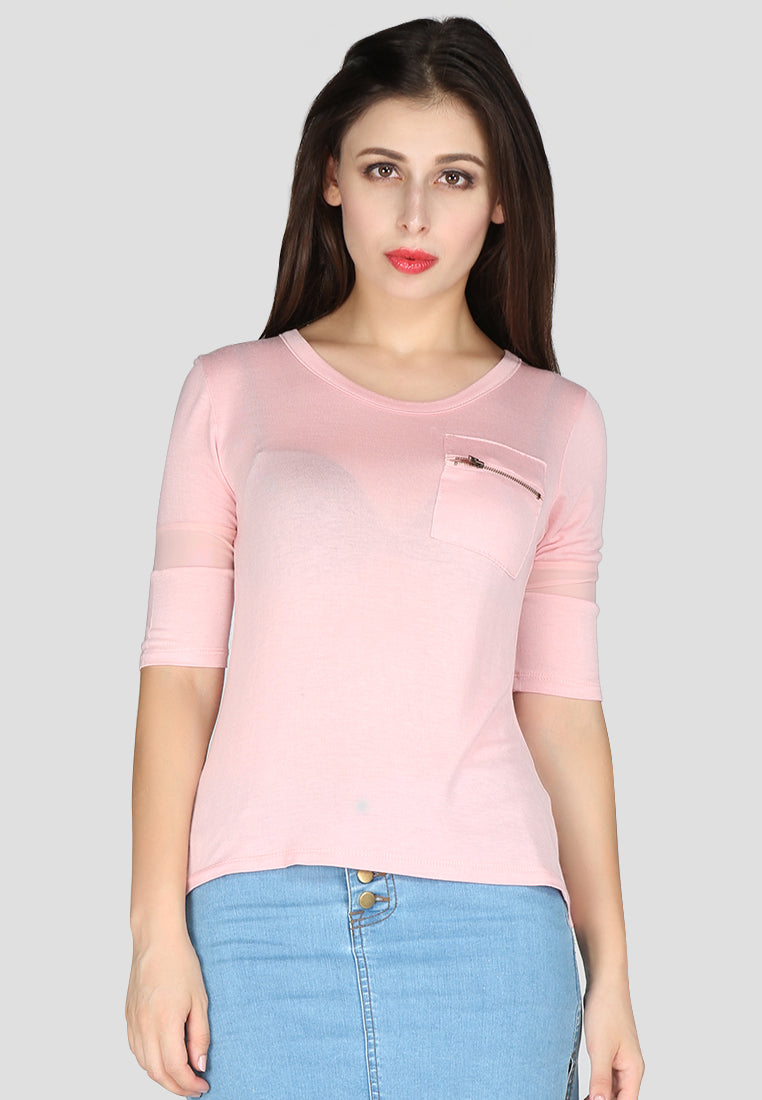 womens half sleeves top#color_pink