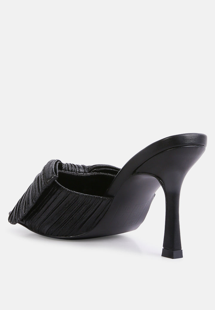 wonderbuz high heeled bow slider sandals#color_black