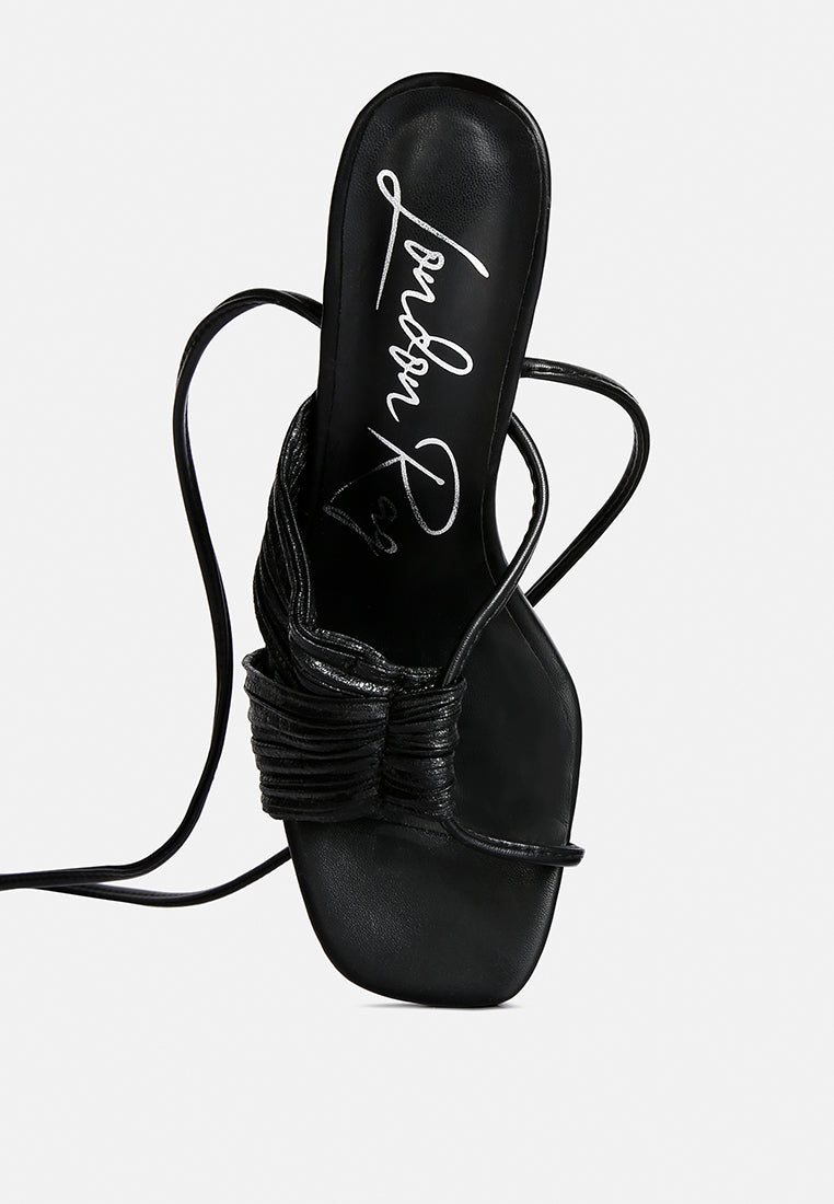 xuxa metallic tie up block heel sandals#color_black
