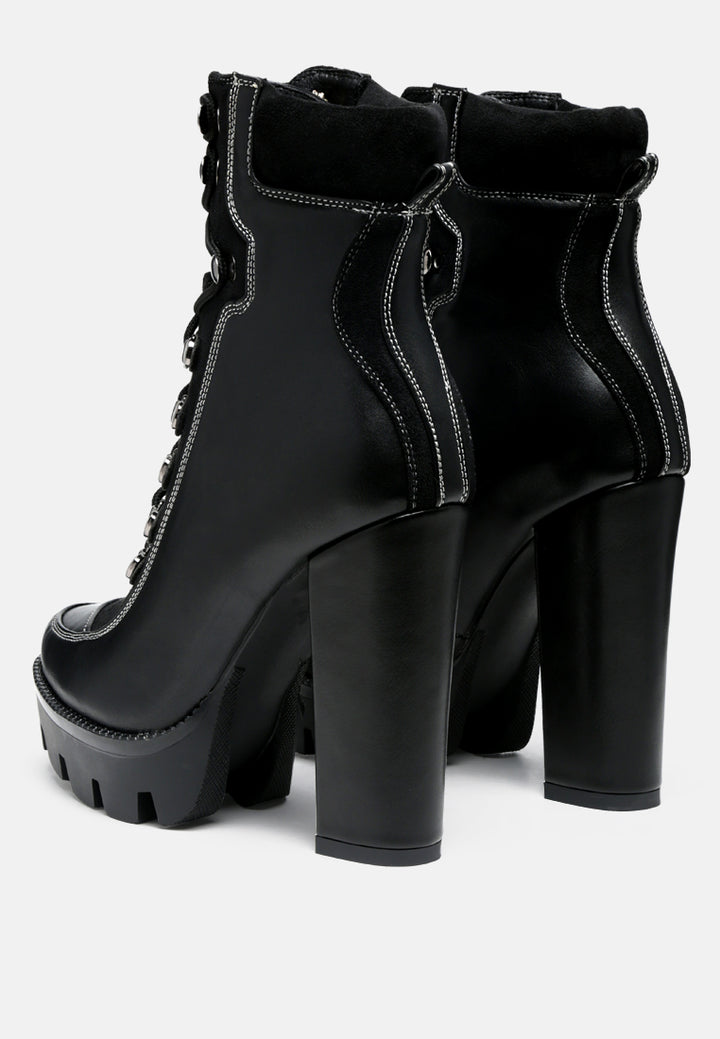 yeti high heel lace up biker boots#color_black