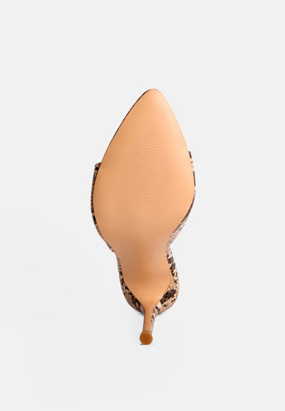 yule ball patent pu high heel sandals#color_snake-print