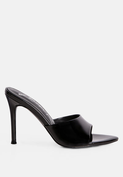yuleball patent pu high heel sandals#color_black