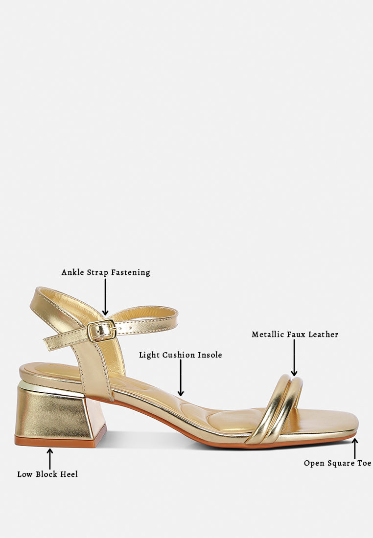 zabou metallic ankle strap low block heels#color_gold