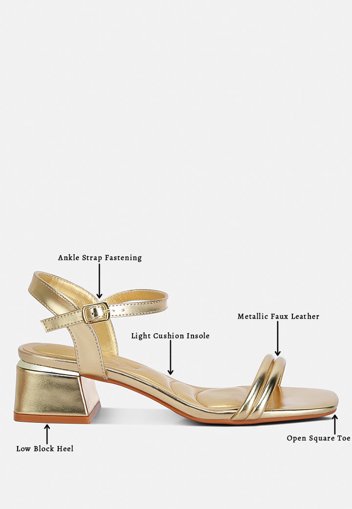 zabou metallic ankle strap low block heels#color_gold