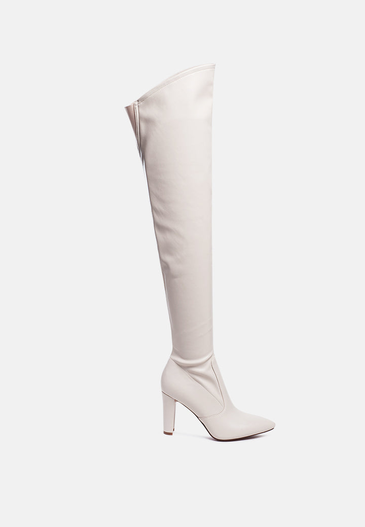 zade thigh high long boots in stretch patent pu#color_nude