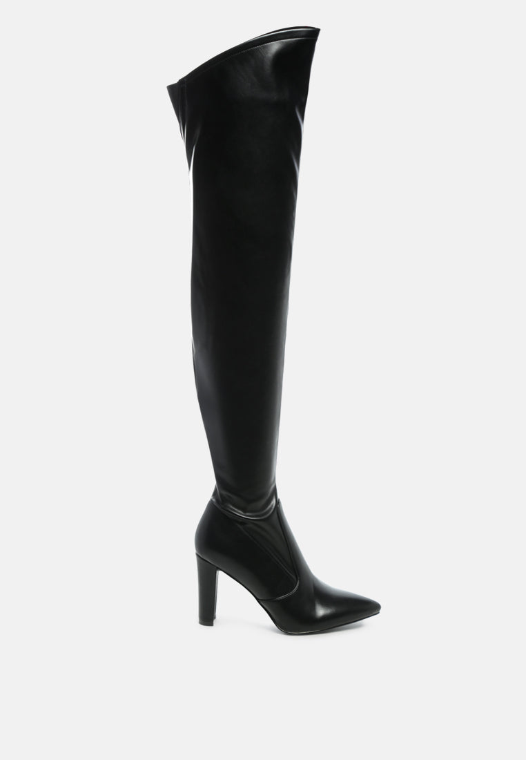 zade thigh high long boots in stretch patent pu#color_black