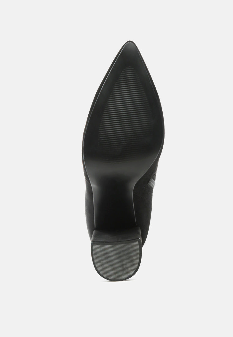 zahara faux suede block heeled boots#color_black
