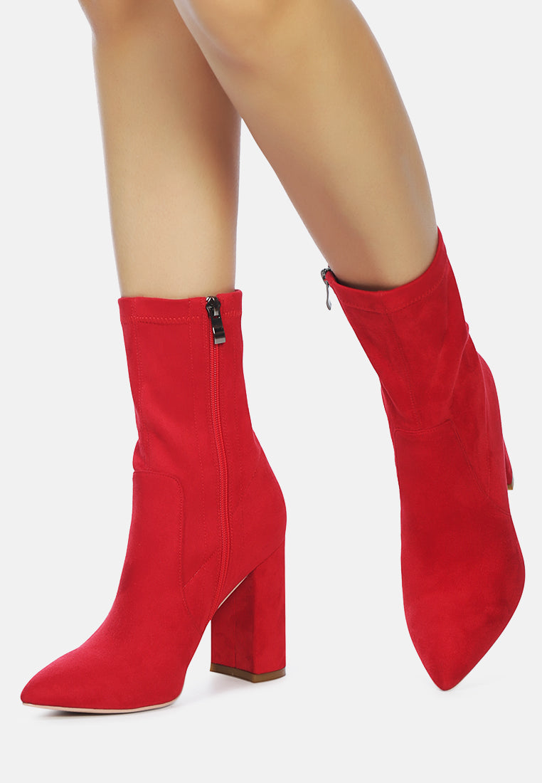 zahara faux suede block heeled boots#color_red