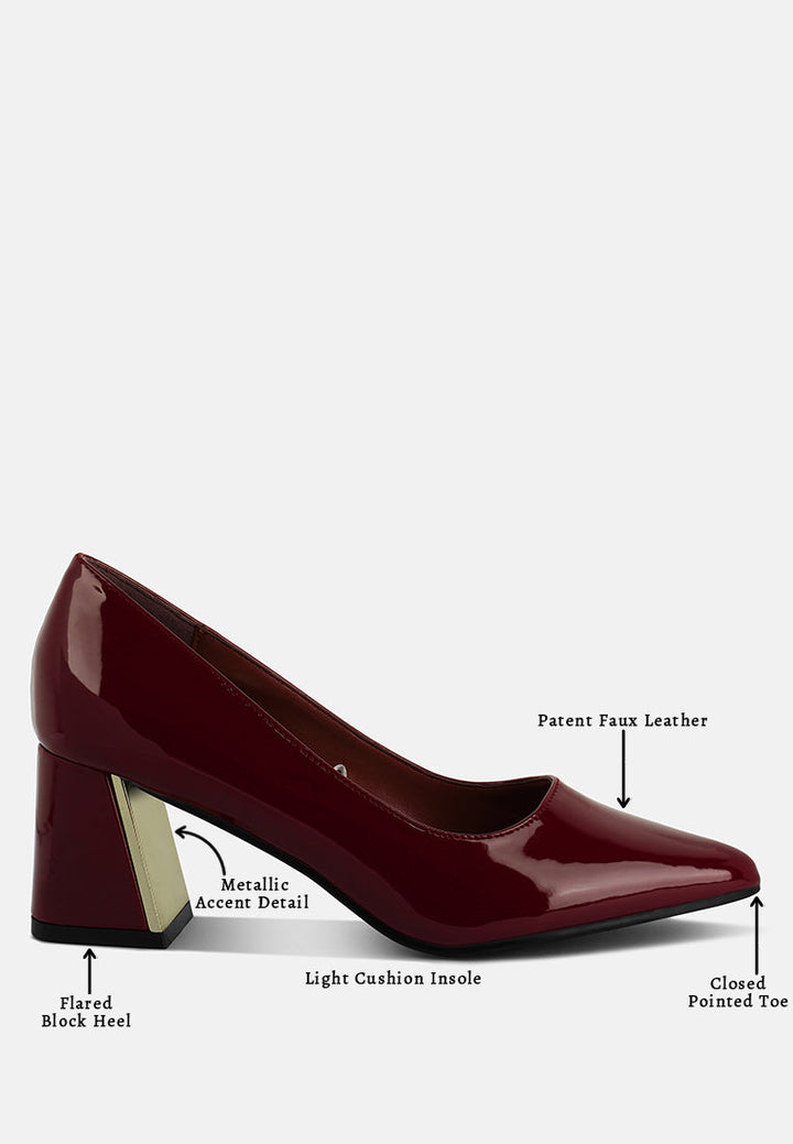 zaila metallic accent block heel pumps by rag#color_burgundy