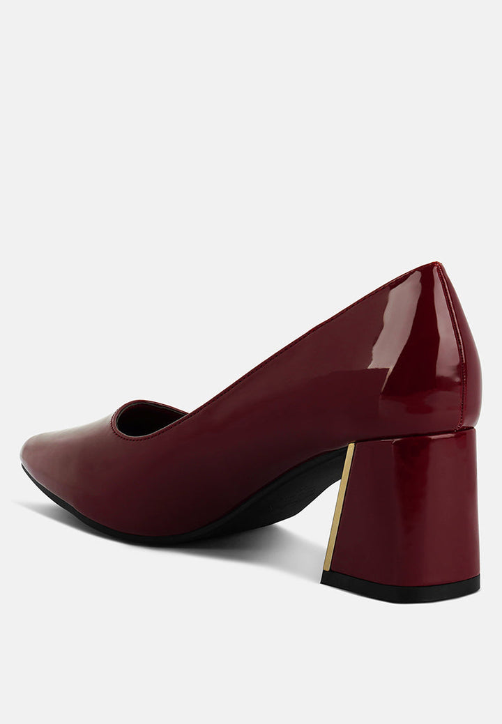 zaila metallic accent block heel pumps by rag#color_burgundy