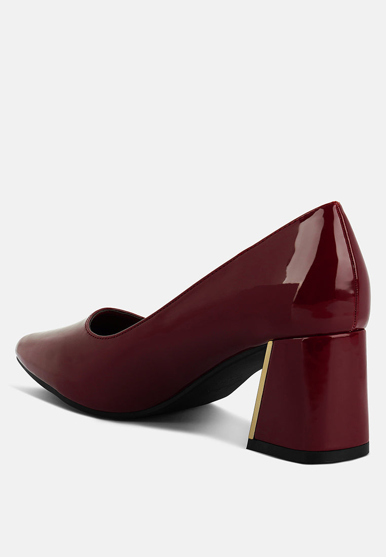 zaila metallic accent block heel pumps by ruw#color_burgundy